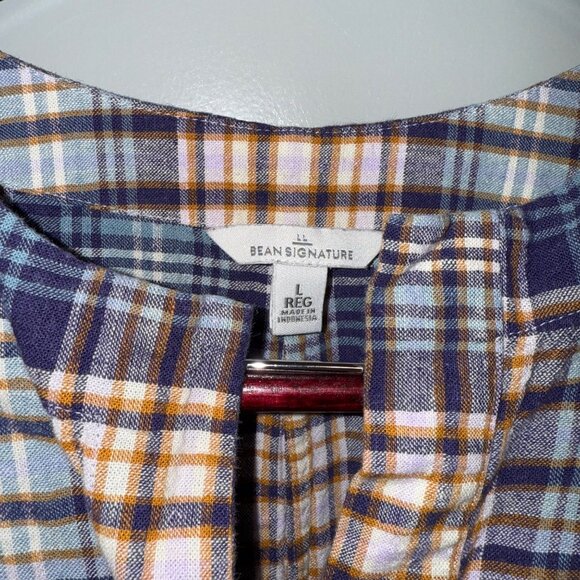 L.L. Bean Signature Womens Plaid Short Sleeve Shirt Size L - Picture 4 of 7